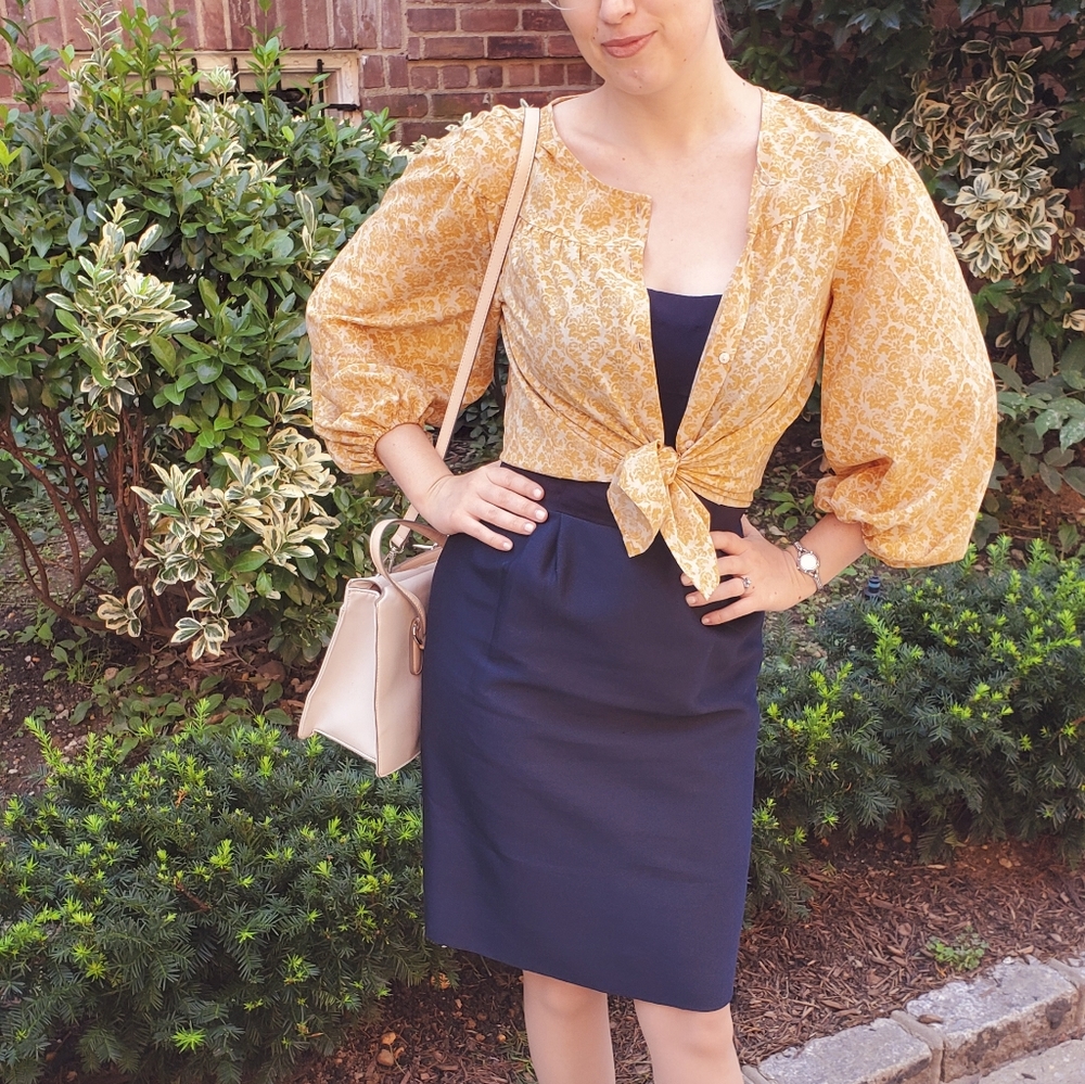 Vintage 60s Navy Silk Sheath Pencil Spaghetti